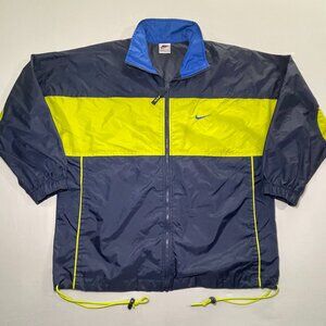 VINTAGE 90s Nike Windbreaker Jacket Mens XL | Green/Navy Blue | Full Zip